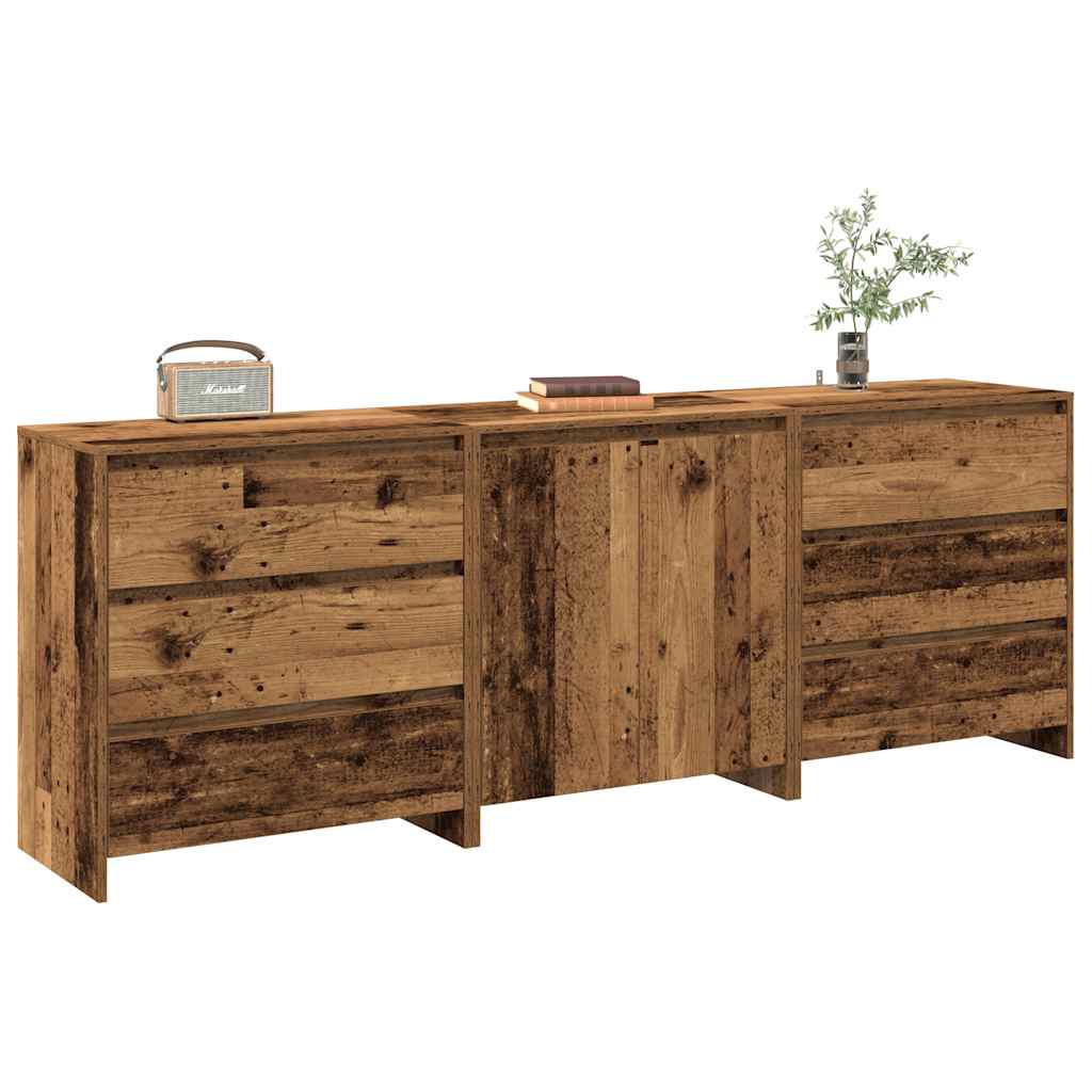 Credenza 3 pz Legno Antico in Legno Multistrato - homemem39
