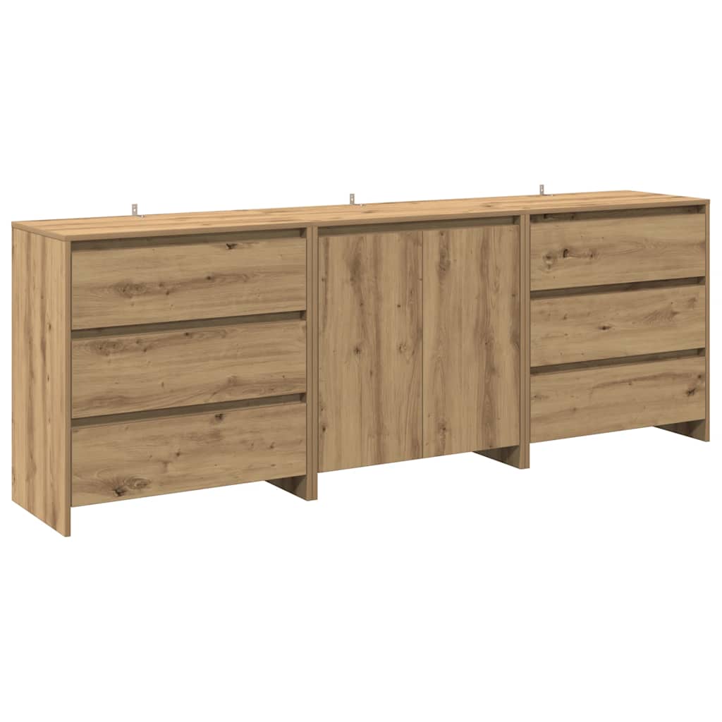 Credenza 3 pz Rovere Artigianale in Legno Multistrato - homemem39