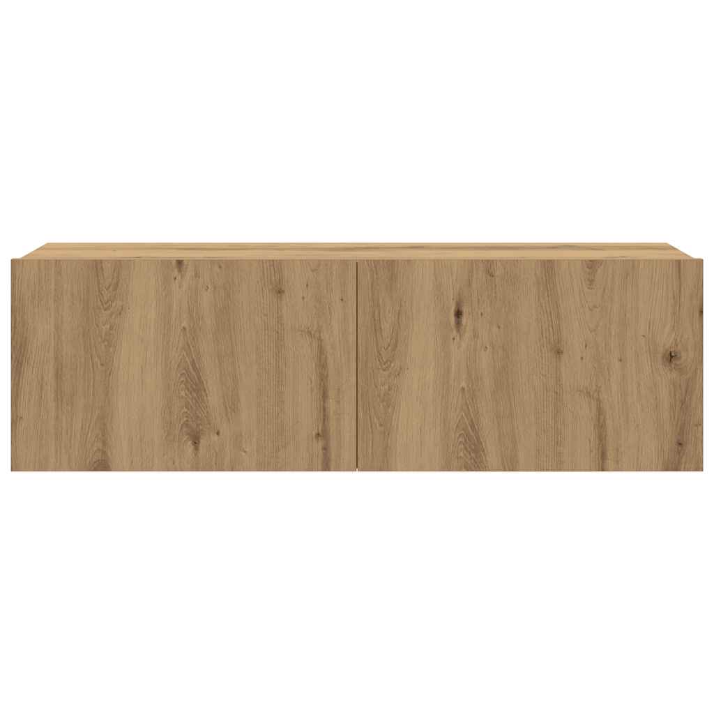 Set Mobile TV 4 pz Montato a Parete Rovere in Legno Multistrato