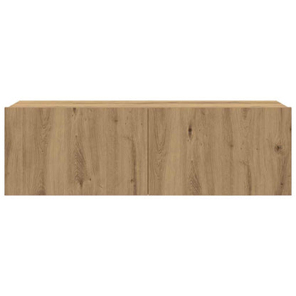 Set Mobile TV 4 pz Montato a Parete Rovere in Legno Multistrato