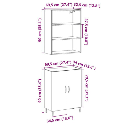 Credenza con Pensile Rovere Artigianale in Legno Multistrato - homemem39