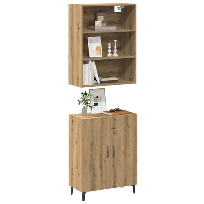 Credenza con Pensile Rovere Artigianale in Legno Multistrato - homemem39