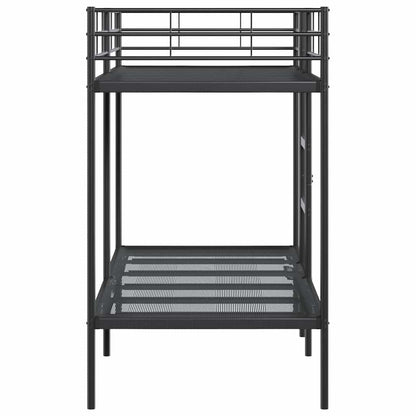 Letto a Castello senza Materasso Nero 90x200 cm in Acciaio