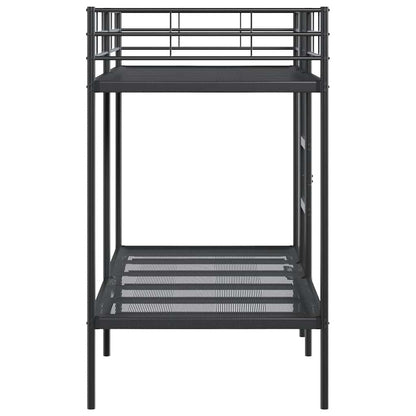 Letto a Castello senza Materasso Nero 100x190 cm in Acciaio