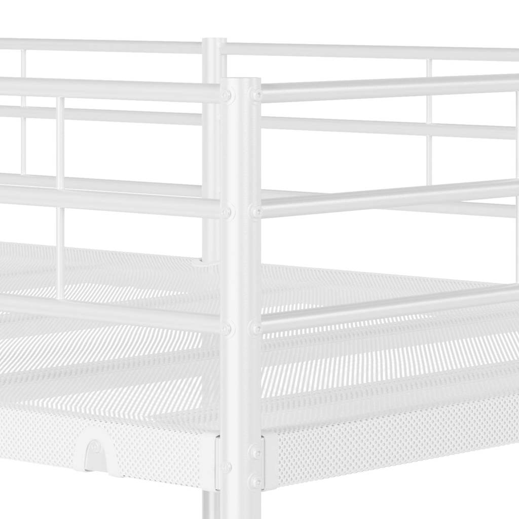 Letto a Castello senza Materasso Bianco 80x200 cm in Acciaio