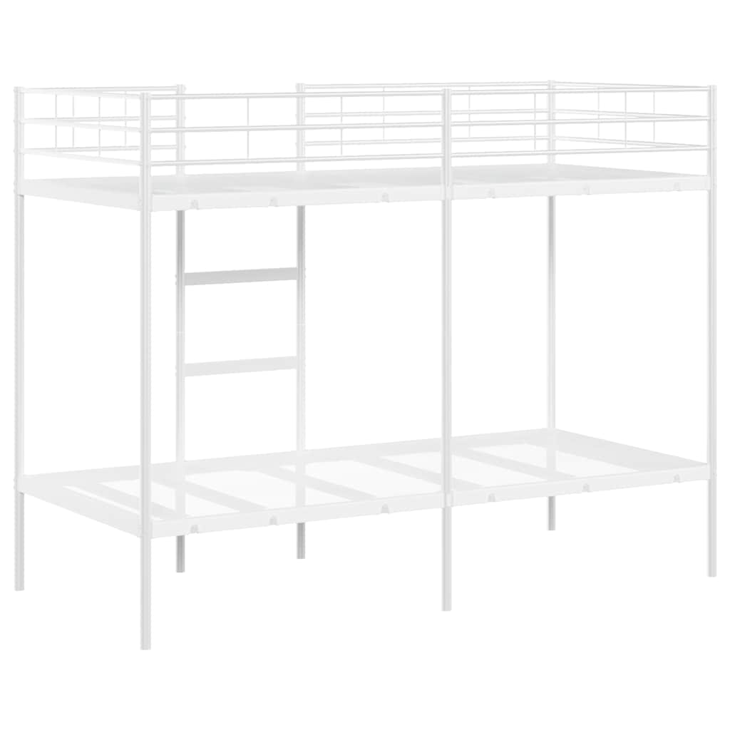 Letto a Castello senza Materasso Bianco 100x190 cm in Acciaio