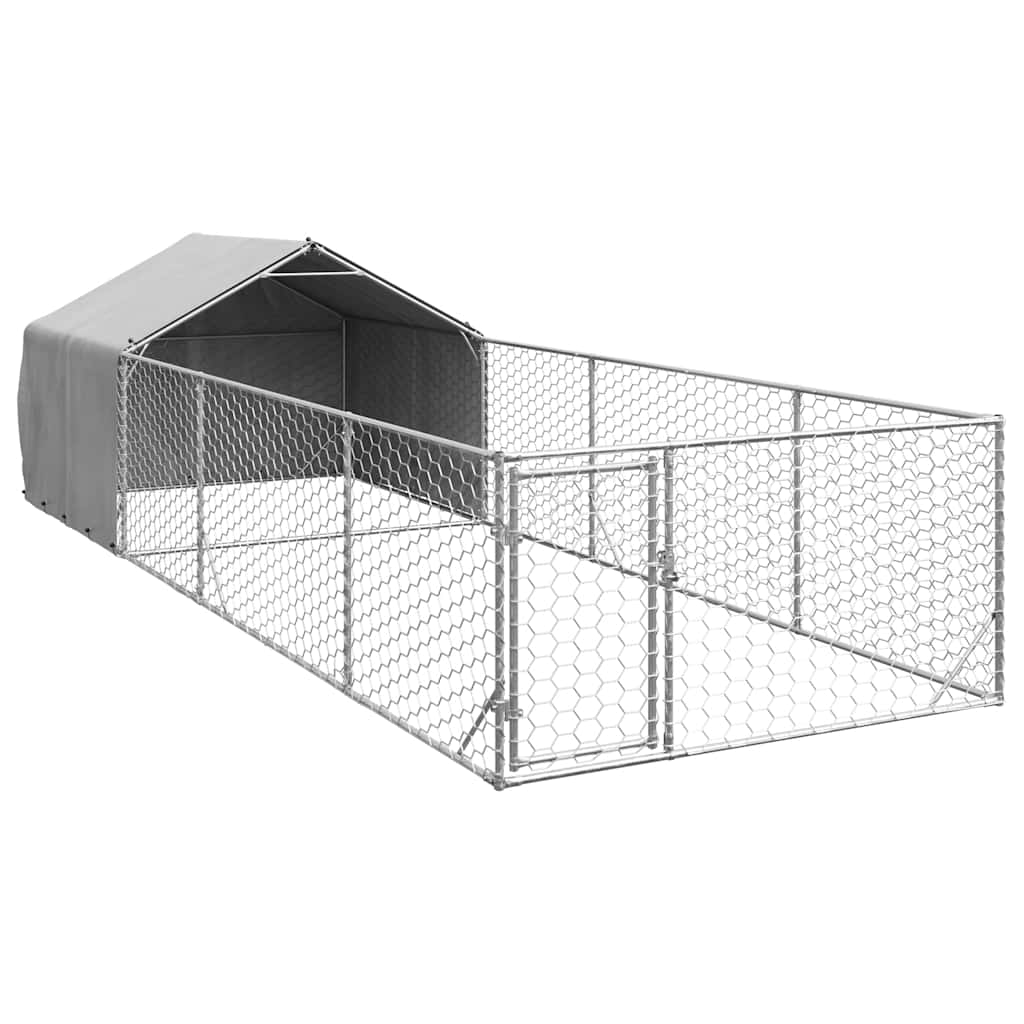Cuccia per Cani da Esterno con Recinto 6x2x1,5m Acciaio Zincato - homemem39