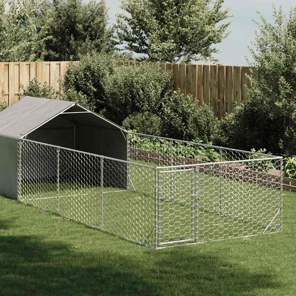 Cuccia per Cani da Esterno con Recinto 6x2x1,5m Acciaio Zincato - homemem39