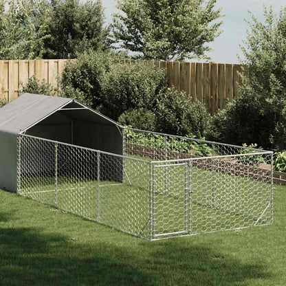 Cuccia per Cani da Esterno con Recinto 6x2x1,5m Acciaio Zincato - homemem39