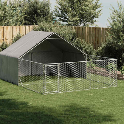 Cuccia per Cani da Esterno con Recinto 4x3x1,9m Acciaio Zincato - homemem39