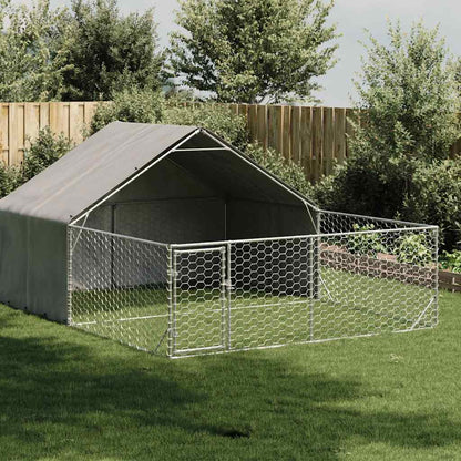 Cuccia per Cani da Esterno con Recinto 5x3x1,9m Acciaio Zincato - homemem39