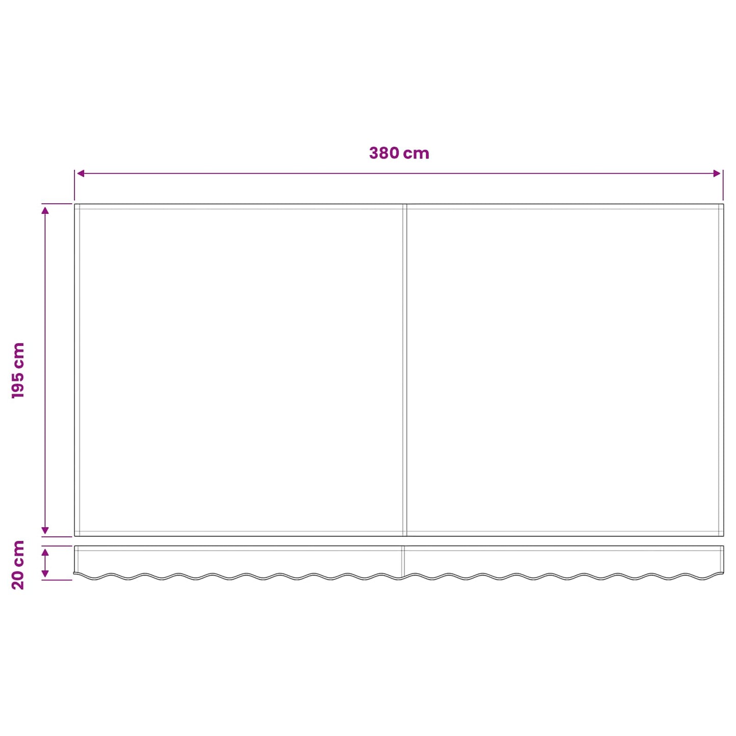 Telo di ricambio per tenda da sole Blu e Bianco 380 x 195 cm