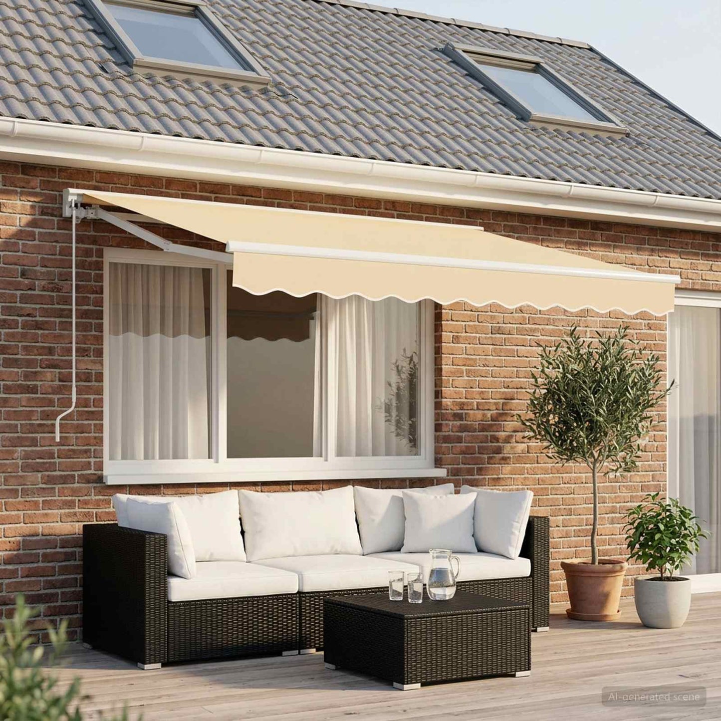 Telo di ricambio per tenda da sole per 3,5x2 m Crema Poliestere
