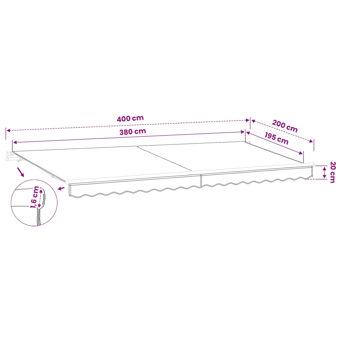 Telo di ricambio per tenda da sole Antracite 380 x 195 cm