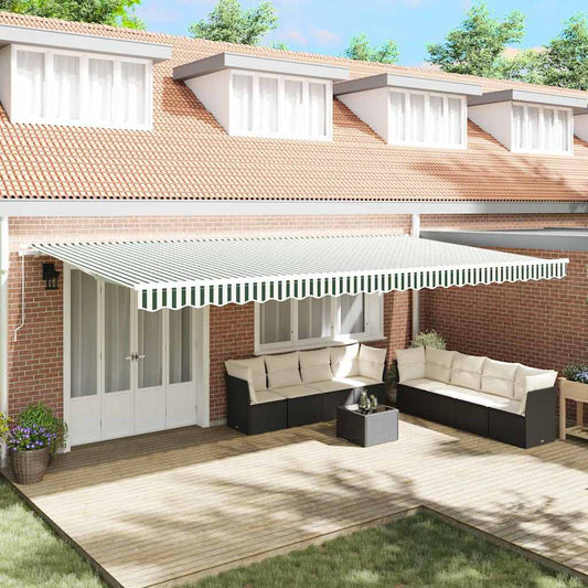 Telo di ricambio per tenda da sole Verde e Bianco 6 × 3,5 m | homemem39