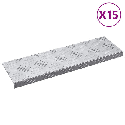 Gradini per Scale 15 pz 60 x 18 x 2,5 cm Argento Alluminio