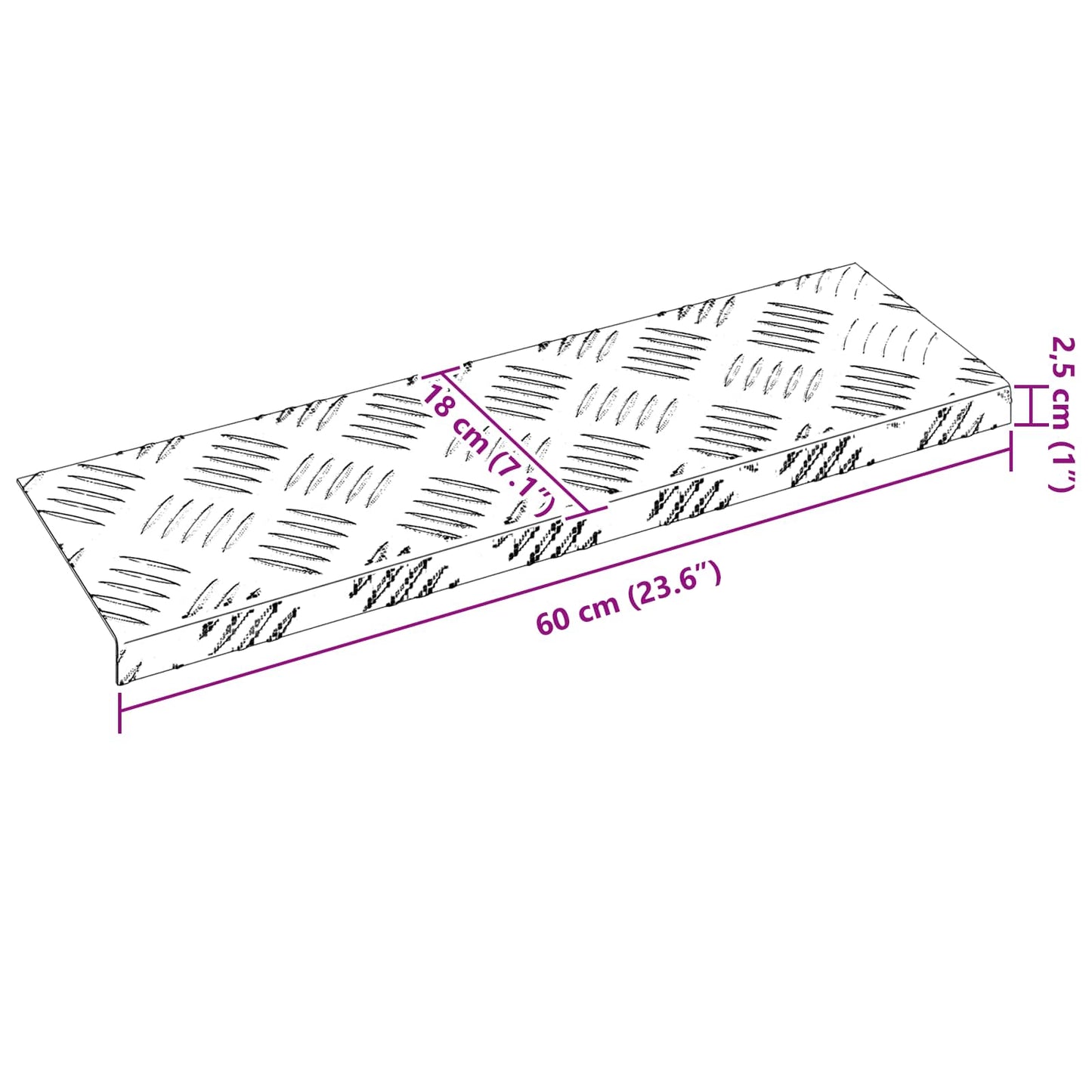 Gradini per Scale 15 pz 60 x 18 x 2,5 cm Argento Alluminio