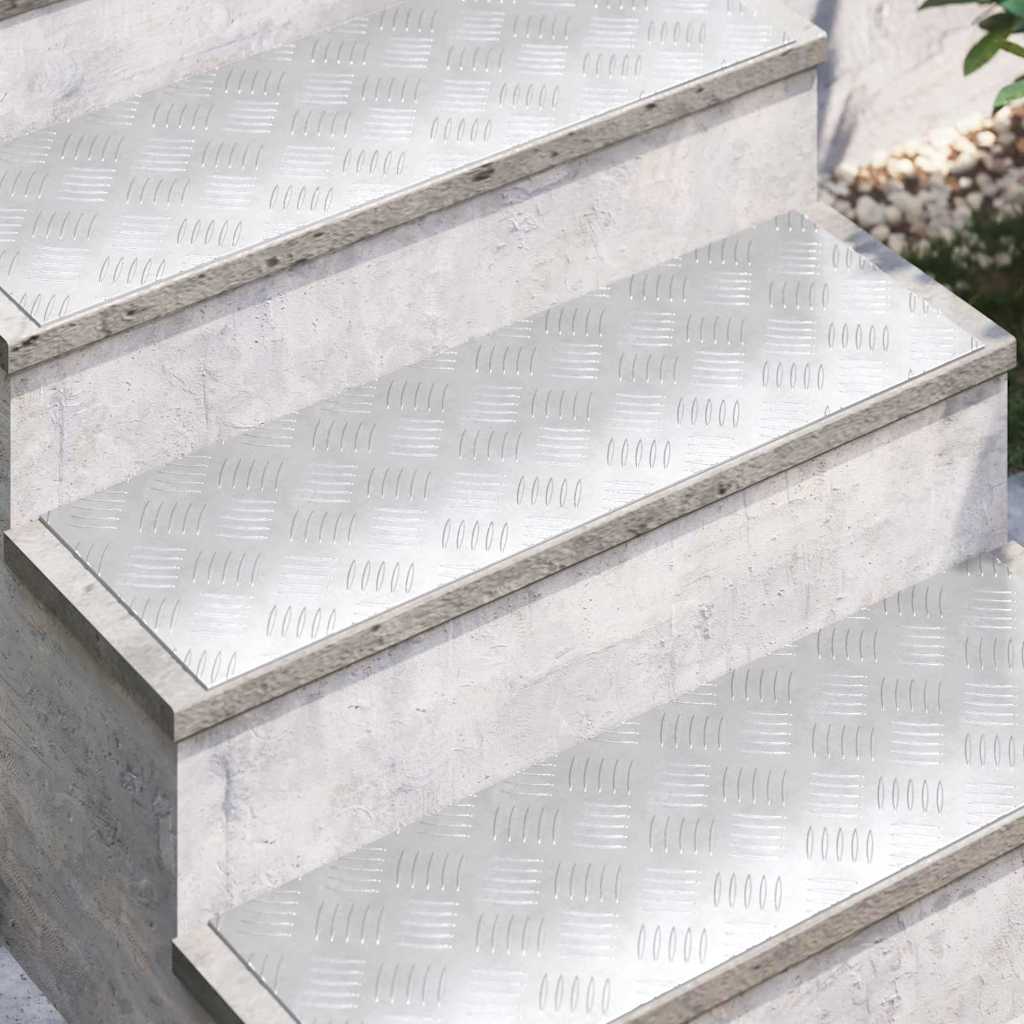 Gradini per Scale 4 pz 75 x 25 cm Argento Alluminio | homemem39
