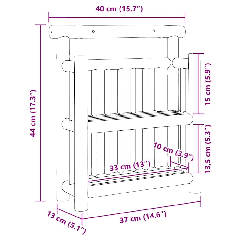 Scaffale da parete Naturale 40 x 13 x 44 cm Bambù | homemem39