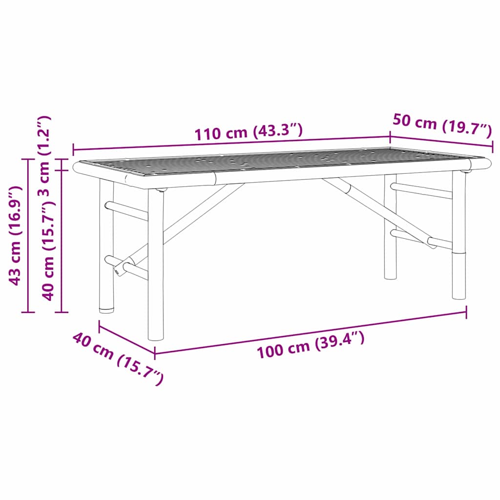 Tavolino da salotto Marrone 110 x 50 x 43 cm Bambù | homemem39
