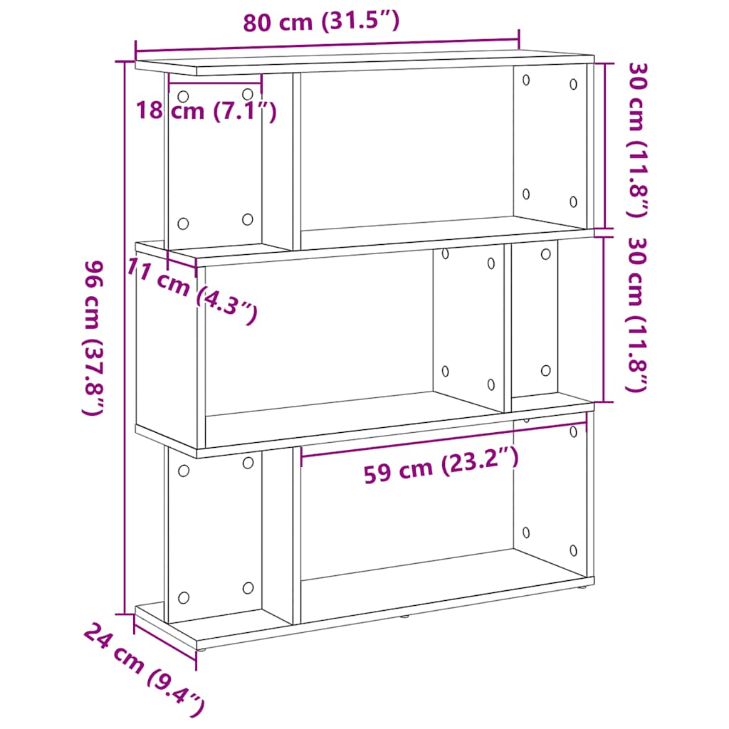 Libreria Rovere Nero 80x24x96 cm in Legno Ingegnerizzato