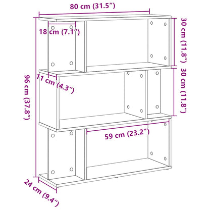 Libreria Rovere Nero 80x24x96 cm in Legno Ingegnerizzato