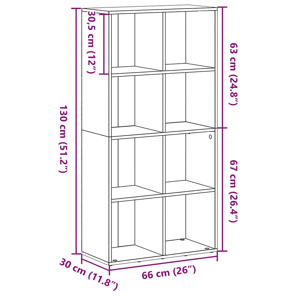 Libreria Rovere Nero 66x30x130 cm in Legno Multistrato | homemem39