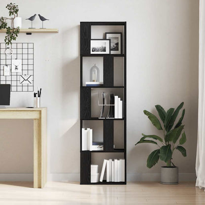Libreria/Divisorio Rovere Nero 45x24x159 cm Legno Multistrato | homemem39