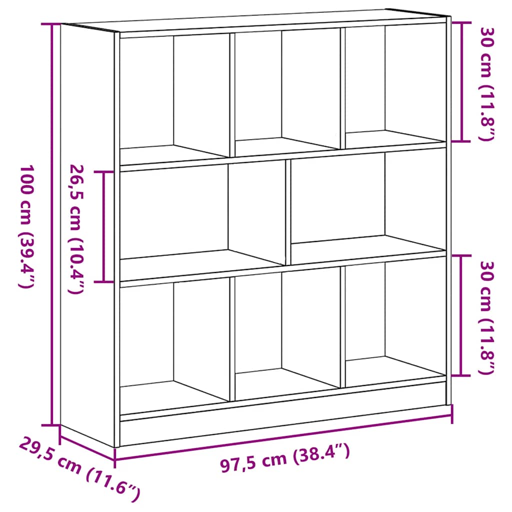 Libreria Rovere Nero 97,5x29,5x100 cm in Legno Multistrato