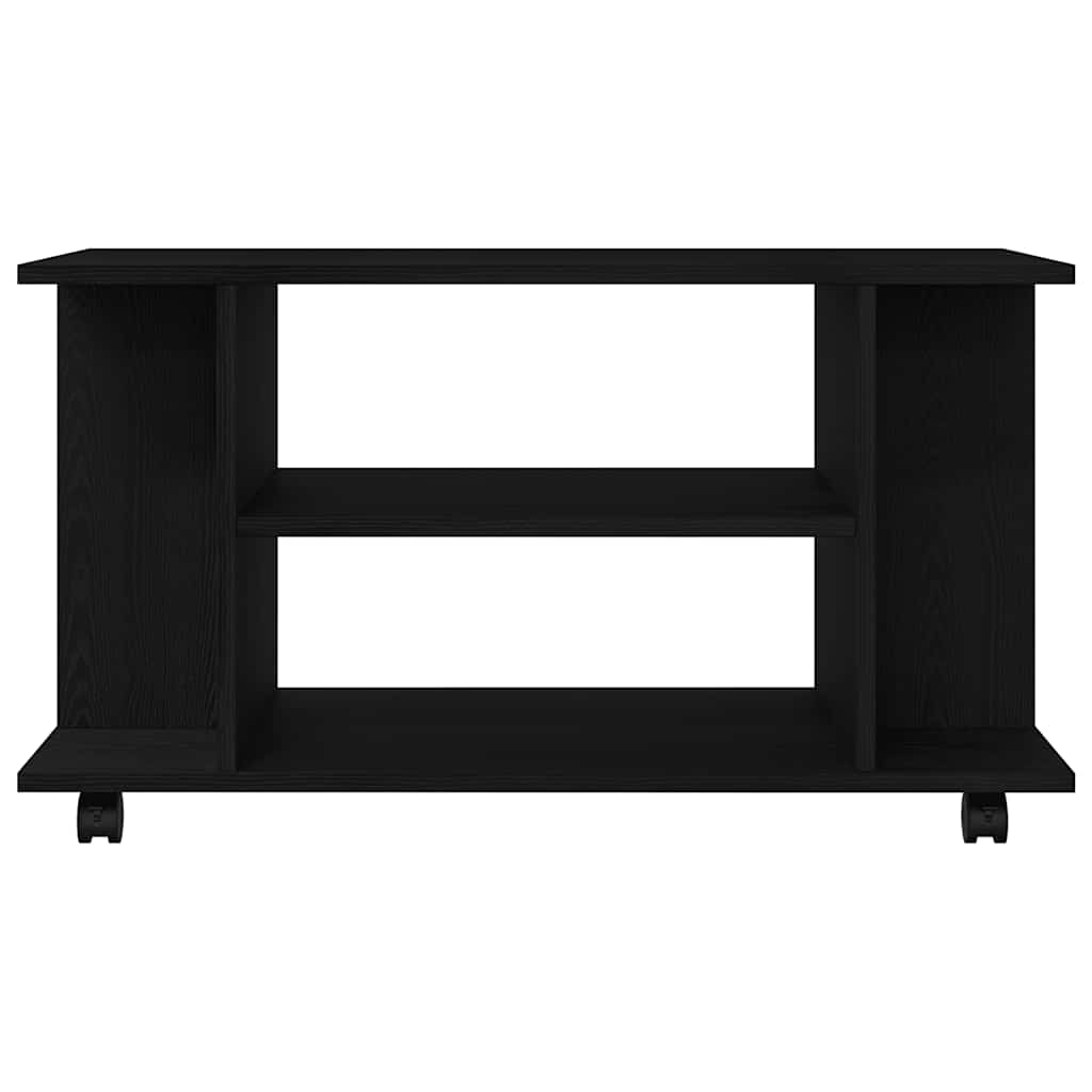Mobile TV Ruote Rovere Nero 80x40x45cm Legno Multistrato - homemem39