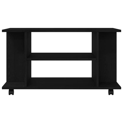 Mobile TV Ruote Rovere Nero 80x40x45cm Legno Multistrato - homemem39