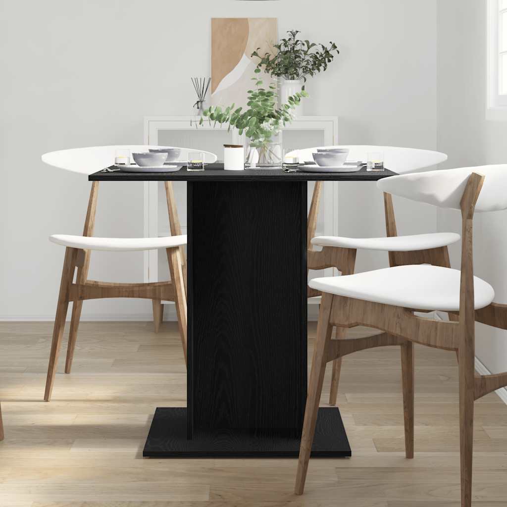 Tavolo da Pranzo Rovere Nero 80x80x75 cm Legno Multistrato | homemem39