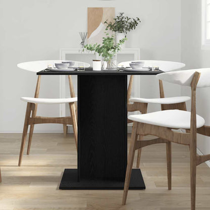 Tavolo da Pranzo Rovere Nero 80x80x75 cm Legno Multistrato | homemem39