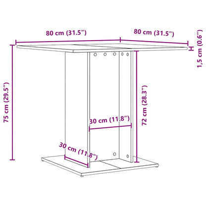 Tavolo da Pranzo Rovere Nero 80x80x75 cm Legno Multistrato | homemem39