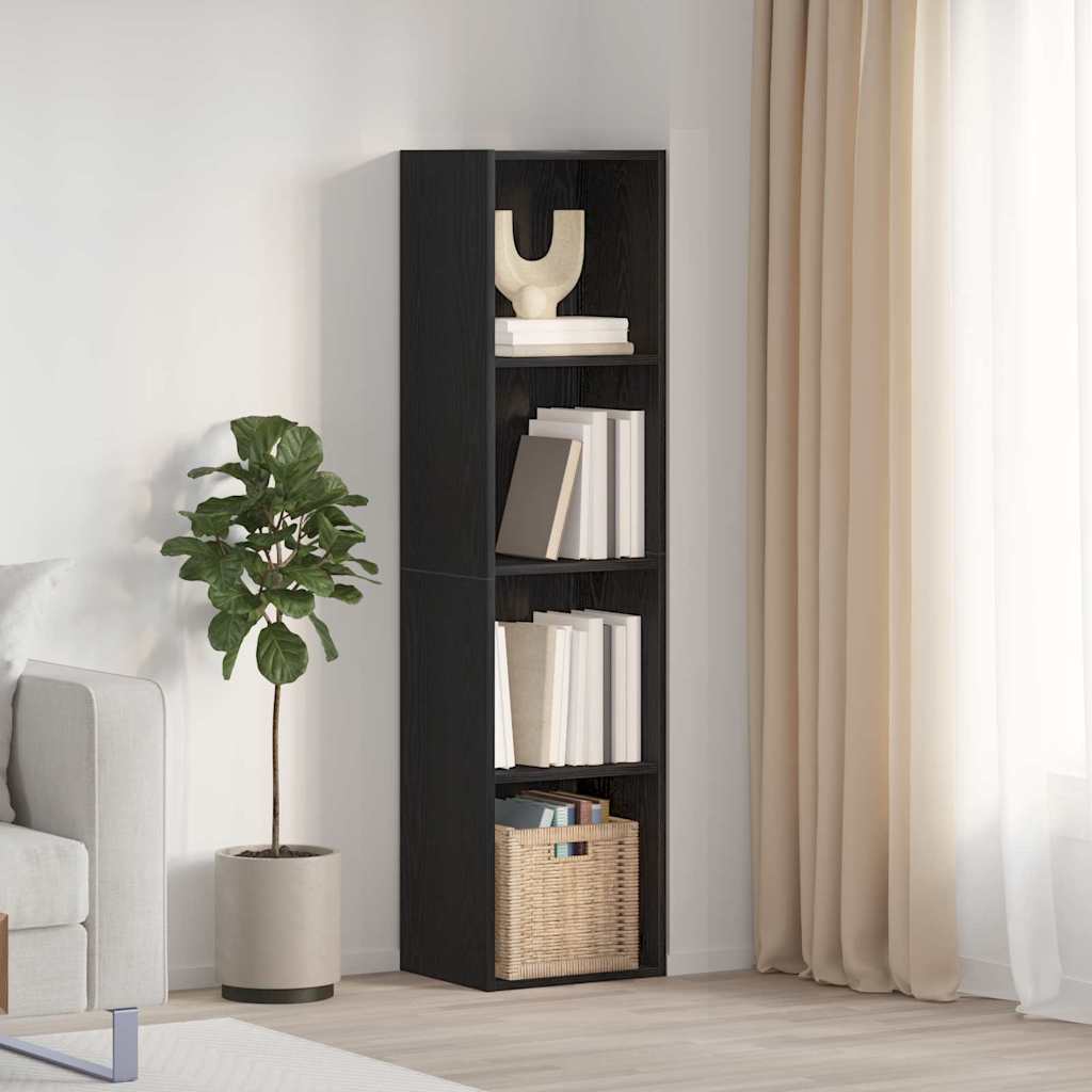 Armadio per Libri con lo scaffale Rovere Nero 143 x 30 x 36 cm