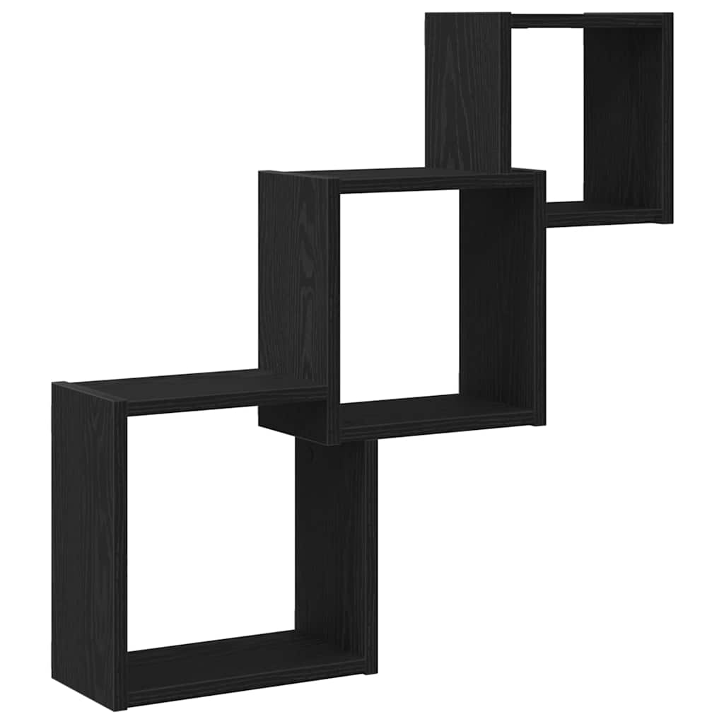 Mensole a Cubo Parete Rovere Nero 68x15x68 cm Legno Multistrato | homemem39