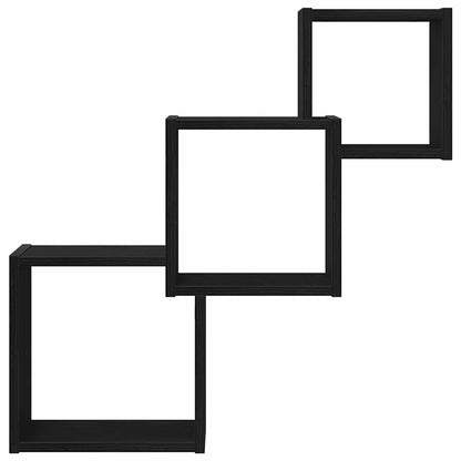 Mensole a Cubo Parete Rovere Nero 68x15x68 cm Legno Multistrato | homemem39