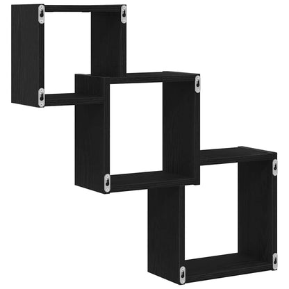 Mensole a Cubo Parete Rovere Nero 68x15x68 cm Legno Multistrato | homemem39