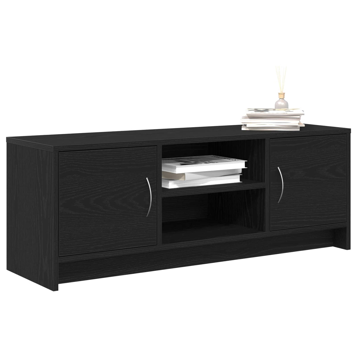 Mobile Porta TV Rovere Nero 102x30x37,5 cm Legno Multistrato