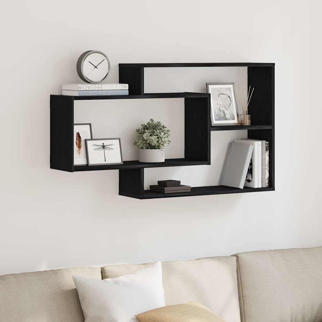 Mensola da parete Rovere Nero 104x20x58,5 cm Legno Multistrato