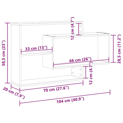 Mensola da parete Rovere Nero 104x20x58,5 cm Legno Multistrato