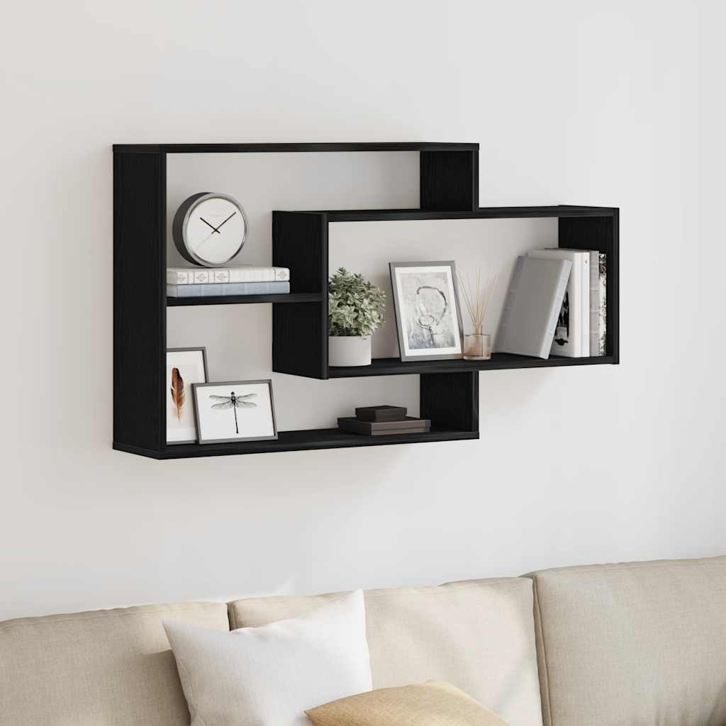 Mensola da parete Rovere Nero 104x20x58,5 cm Legno Multistrato