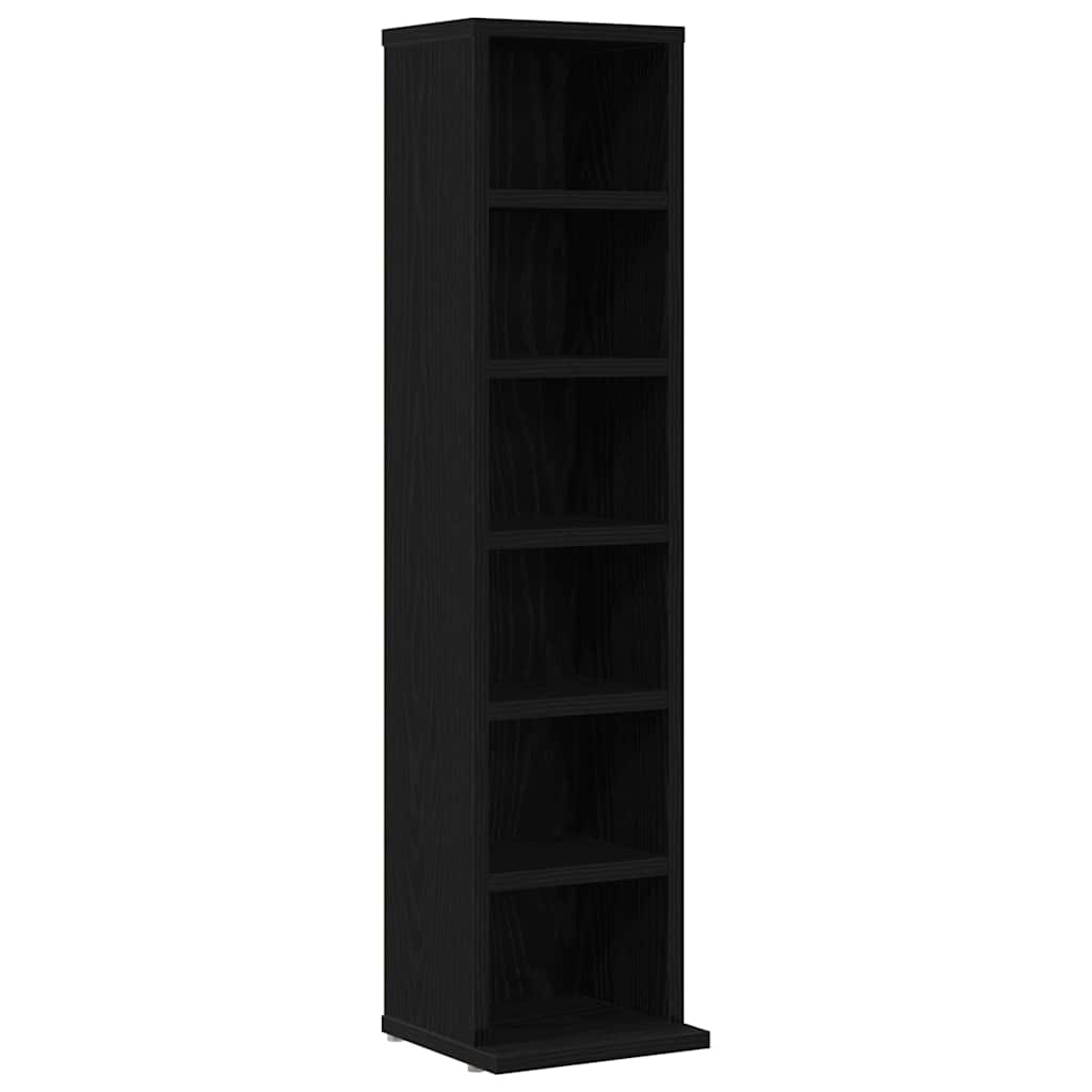 Mobile Porta CD Rovere Nero 21x20x88 cm in Legno Multistrato