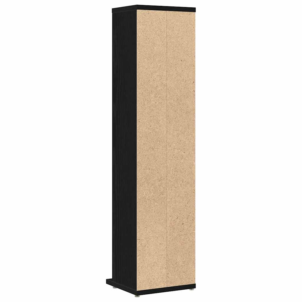 Mobile Porta CD Rovere Nero 21x20x88 cm in Legno Multistrato | homemem39