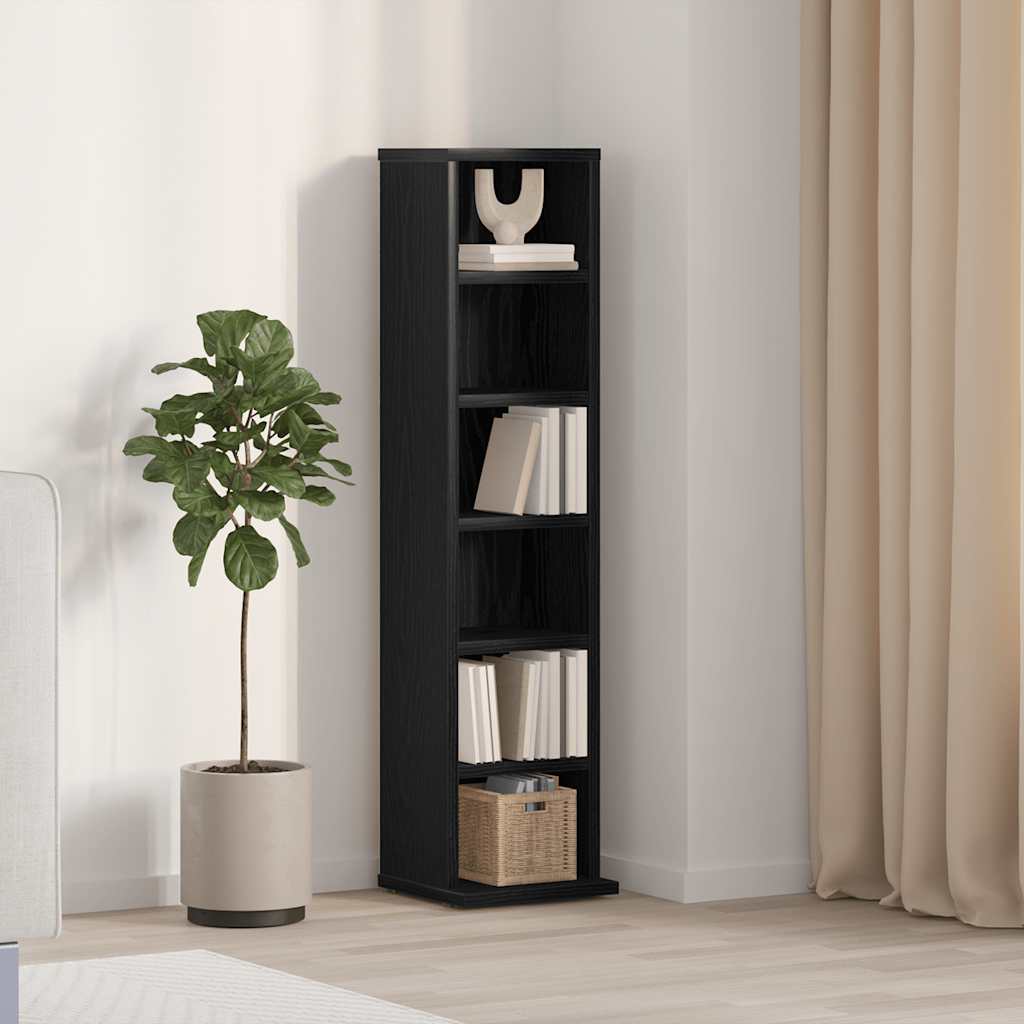 Mobile Porta CD Rovere Nero 21x20x88 cm in Legno Multistrato | homemem39