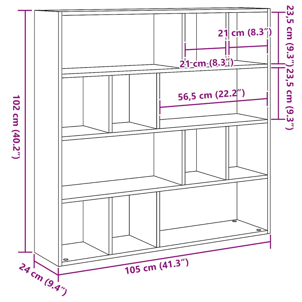 Libreria/Divisorio Rovere Nero 105x24x102 cm - homemem39