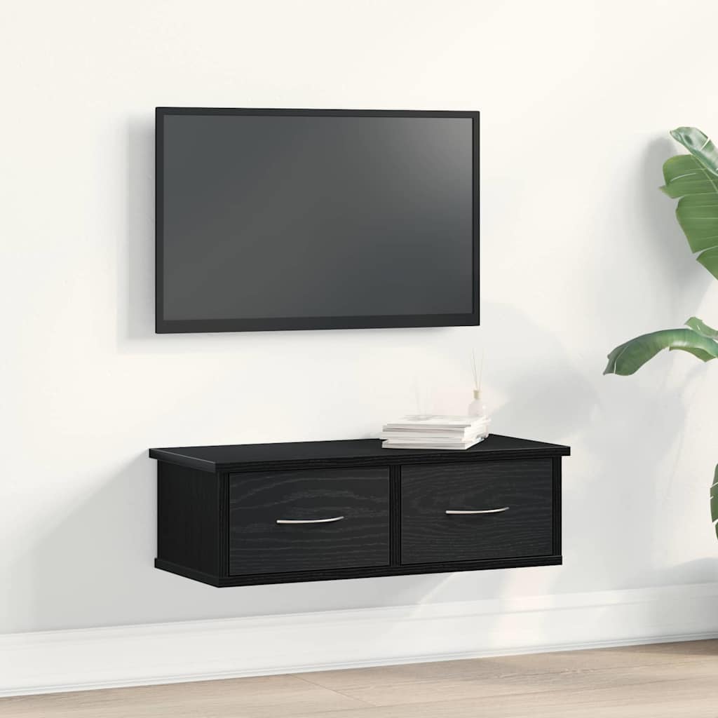 Armadietto a muro con cassetto Rovere Nero 60 x 26 x 18,5 cm