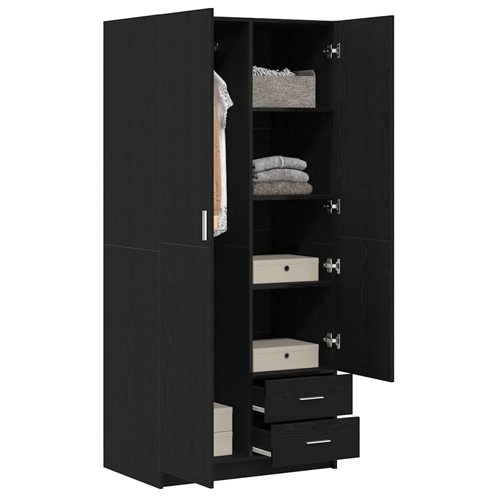 Guardaroba Rovere Nero 80 x 52 x 180 cm Legno multistrato | homemem39