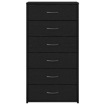Credenza con 6 Cassetti Rovere Nero 50x34x96 cm in Truciolato - homemem39