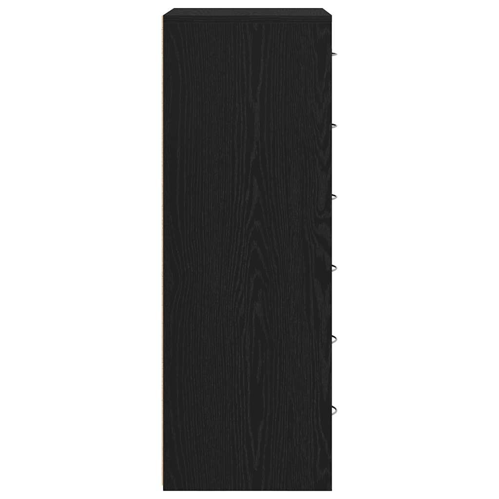 Credenza con 6 Cassetti Rovere Nero 50x34x96 cm in Truciolato - homemem39